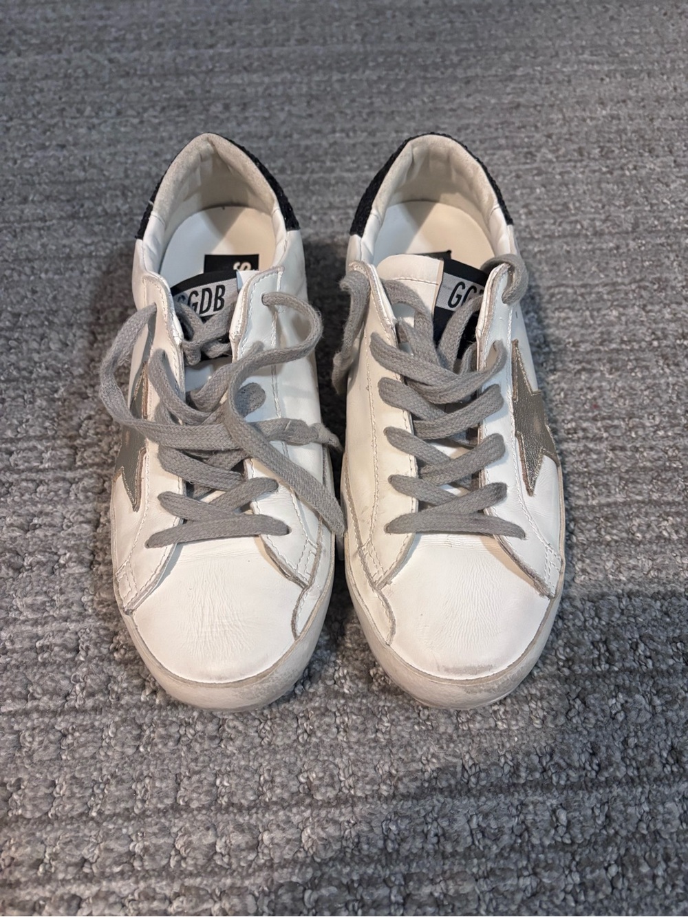 Golden Goose White Sneakers with Gray Star and Laces